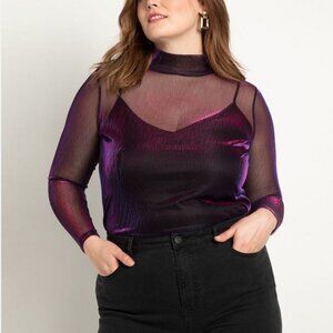ELOQUII Sparkle Lurex Mock Neck Top Size 22/24